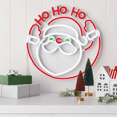 LED Animated Christmas Neon Santa Hangable Sign White/Red/Green - Wondershop™ 1 LED Animated Christmas Neon Santa Hangable Sign White/Red/Green - Wondershop™