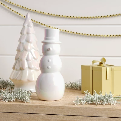 7" Christmas Ceramic Iridescent Snowman Figurine - Wondershop™ 1 7" Christmas Ceramic Iridescent Snowman Figurine - Wondershop™