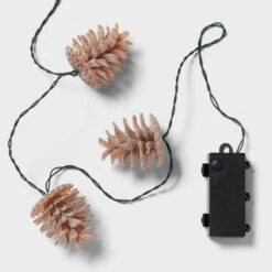 10ct LED Battery Operated Sugared Pinecone Christmas Indoor/Outdoor Novelty String Lights Warm White With Green Wire - Wondershop™ -Christmas Sale Store GUEST 05149528 4890 4341 80da 7c6c6b6dfbe3