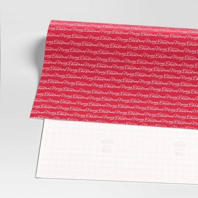 40" 220 Sq Ft Christmas Roll Wrap Merry Christmas On Red - Wondershop™ 2 40" 220 Sq Ft Christmas Roll Wrap Merry Christmas On Red - Wondershop™ - Image 2