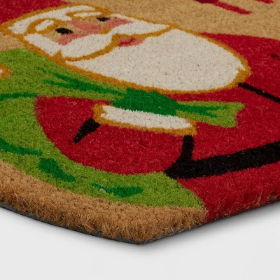 1'6"x2'6" Christmas Santa 'Ho Ho Ho' Coir Doormat Red - Wondershop™: Outdoor Novelty Rug, Medium Pile, Latex Backing 2 1'6"x2'6" Christmas Santa 'Ho Ho Ho' Coir Doormat Red - Wondershop™: Outdoor Novelty Rug, Medium Pile, Latex Backing - Image 2