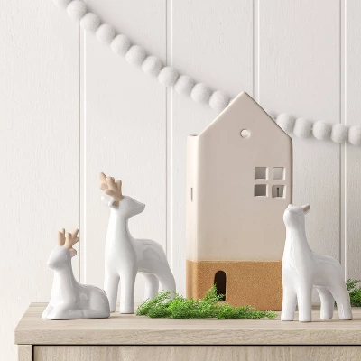 3ct Christmas Ceramic Deer Decor Set White- Wondershop™ 1 3ct Christmas Ceramic Deer Decor Set White- Wondershop™