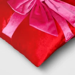 16" Christmas Red Square Pillow With Hot Pink Bow - Wondershop™ -Christmas Sale Store GUEST 0e278215 0c7b 4890 9e4b 9aa29c0aa50c