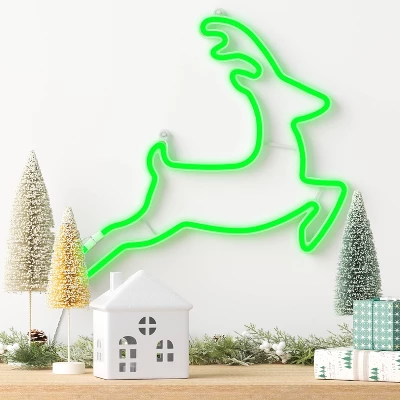 Christmas Faux Neon Leaping Green Deer - Wondershop™ 1 Christmas Faux Neon Leaping Green Deer - Wondershop™