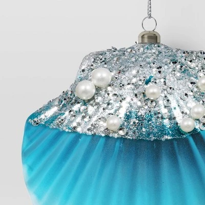 4.25" Christmas Plastic Scallop Ornament Aqua - Wondershop™ 2 4.25" Christmas Plastic Scallop Ornament Aqua - Wondershop™ - Image 2