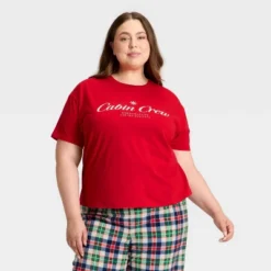 Women's "Cabin Crew" Short Sleeve Holiday Matching Family Pajama Shirt - Wondershop™ Red -Christmas Sale Store GUEST 1ba46f95 96f0 45df 9eb4 4d4f4d036da5