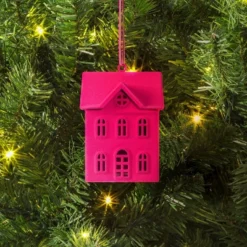 Christmas Metal Hot Pink House Ornament - Wondershop™
