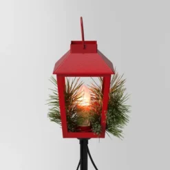 3pc Incandescent Red Metal Lantern With Greenery Christmas Novelty Path Light Clear - Wondershop™: UL Listed, Festive Outdoor Decor -Christmas Sale Store GUEST 1eeda0b6 e533 4d14 a391 2b4ac44f3d5e