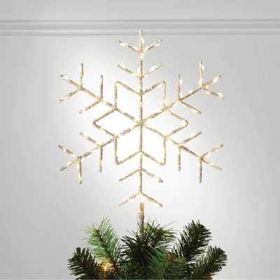 15.5" Pre-lit LED Metal Snowflake Christmas Tree Topper Champagne Gold With Warm White Lights - Wondershop™: Indoor Decor: Indoor Decor 1 15.5" Pre-lit LED Metal Snowflake Christmas Tree Topper Champagne Gold With Warm White Lights - Wondershop™: Indoor Decor: Indoor Decor
