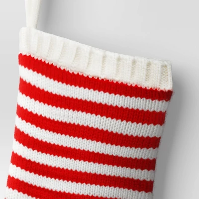 20" Christmas Stripe Knit Stocking Red/White - Wondershop™ 2 20" Christmas Stripe Knit Stocking Red/White - Wondershop™ - Image 2