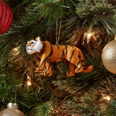 Faux Fur Tiger Christmas Tree Ornament - Wondershop™ 1 Faux Fur Tiger Christmas Tree Ornament - Wondershop™