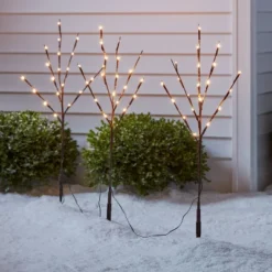 3ct LED Artificial Twig Christmas Stake Lights Warm White - Wondershop™: Birch Effect, 30" Height, Electric Powered Outdoor Pathway Decor