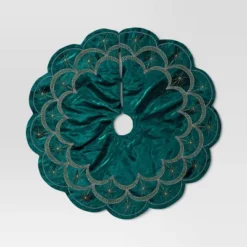 48" Christmas Dia Art Deco Embellished Soft Velvet Tree Skirt Green - Wondershop™ -Christmas Sale Store GUEST 29605436 719e 4524 8537 e5520d02b7ea