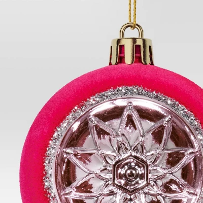 Christmas Flocking Ornament With Reflector Hot Pink - Wondershop™ 2 Christmas Flocking Ornament With Reflector Hot Pink - Wondershop™ - Image 2