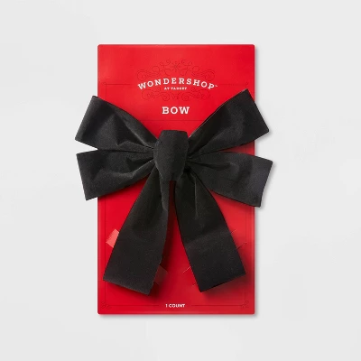 11" Velvet Christmas Bow Black - Wondershop™: Decorative Accessory 2 11" Velvet Christmas Bow Black - Wondershop™: Decorative Accessory - Image 2