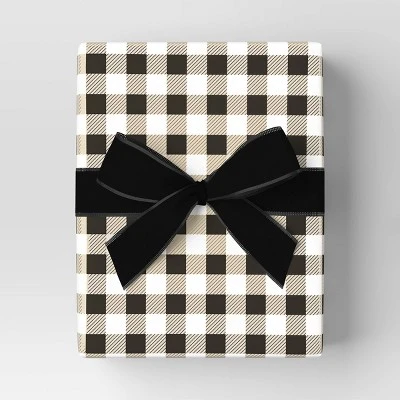 30” 25 Sq Ft Christmas Roll Wrap Cream/White/Black Gingham Check - Wondershop™ 1 30” 25 Sq Ft Christmas Roll Wrap Cream/White/Black Gingham Check - Wondershop™