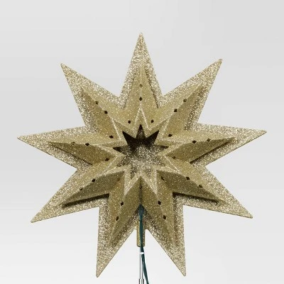 12" Lit-Plastic Gold Glitter Starburst Clear Incandescent Lights Christmas Tree Topper - Wondershop™ 3 12" Lit-Plastic Gold Glitter Starburst Clear Incandescent Lights Christmas Tree Topper - Wondershop™ - Image 3