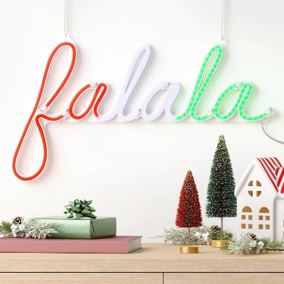 LED Animated Christmas Neon Fa La La Hangable Sign White/Red/Green - Wondershop™ 1 LED Animated Christmas Neon Fa La La Hangable Sign White/Red/Green - Wondershop™