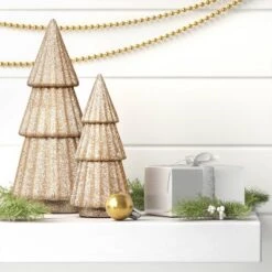 2pk Christmas Glittered Trees Gold - Wondershop™