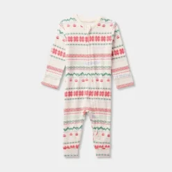 Baby "Let It Snow" Fair Isle Cozy Knit Holiday Matching Family Pajama Union Suit - Wondershop™ Cream -Christmas Sale Store GUEST 57a16be1 7af6 4dd7 bc33 acd030cdb0db