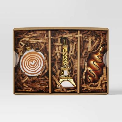 3pc Christmas Gift Ornament Set Glass Paris - Wondershop™ 2 3pc Christmas Gift Ornament Set Glass Paris - Wondershop™ - Image 2