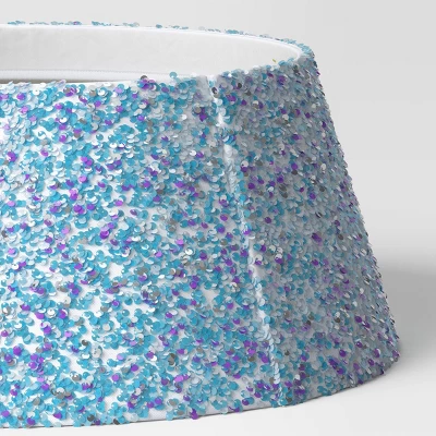 27" Christmas Iridescent Sequined Tree Collar White - Wondershop™ 2 27" Christmas Iridescent Sequined Tree Collar White - Wondershop™ - Image 2