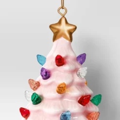 4" Christmas Lit Ceramic Retro Christmas Tree Ornament Pink - Wondershop™ -Christmas Sale Store GUEST 637f6d91 3d1f 48e2 b8f5 f3436dd27614