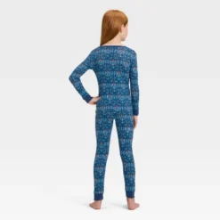 Kids' Hanukkah Ribbed Long Sleeve Shirt And Pants Holiday Matching Family Pajama Set - Wondershop™ Blue
