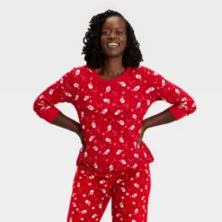 Women's Santa Print Ribbed Long Sleeve Holiday Matching Family Pajama Shirt - Wondershop™ Red -Christmas Sale Store GUEST 65adab42 0d8c 4997 a75e ee11145fdeee