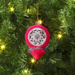 Christmas Flocking Ornament With Reflector Hot Pink - Wondershop™