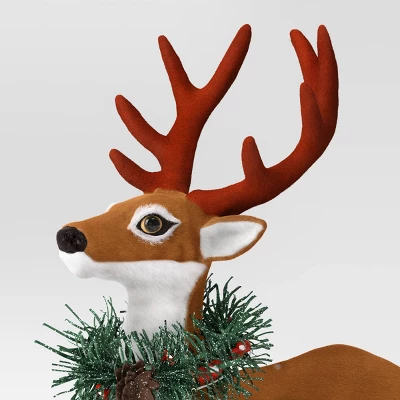 Flocked Standing Deer With Faux Greenery Christmas Animal Figurine - Wondershop™ Brown 2 Flocked Standing Deer With Faux Greenery Christmas Animal Figurine - Wondershop™ Brown - Image 2