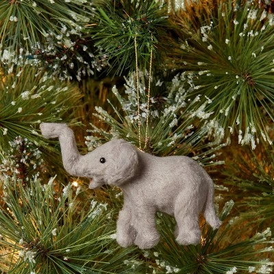 Faux Fur Elephant Christmas Tree Ornament Gray - Wondershop™ 1 Faux Fur Elephant Christmas Tree Ornament Gray - Wondershop™