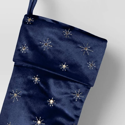 21" Christmas Gold Starburst Velvet Stocking Navy - Wondershop™ 2 21" Christmas Gold Starburst Velvet Stocking Navy - Wondershop™ - Image 2