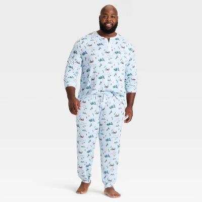 Men's "Tis The Ski-son!" Cozy Knit Holiday Matching Family Pajama Pants - Wondershop™ Blue 2 Men's "Tis The Ski-son!" Cozy Knit Holiday Matching Family Pajama Pants - Wondershop™ Blue - Image 2