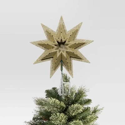 12" Lit-Plastic Gold Glitter Starburst Clear Incandescent Lights Christmas Tree Topper - Wondershop™ 2 12" Lit-Plastic Gold Glitter Starburst Clear Incandescent Lights Christmas Tree Topper - Wondershop™ - Image 2