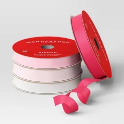 4 Pk Christmas Satin Ribbon Gift Packaging Accessories Pink/White - Wondershop™ -Christmas Sale Store GUEST 7cda40c7 6161 4d4d b993 a8bbb8ff6f37