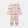 Baby "Let It Snow" Fair Isle Cozy Knit Holiday Matching Family Pajama Union Suit - Wondershop™ Cream