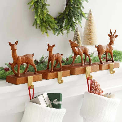4pk Christmas Natural Carved Looking Deer - Wondershop™ 1 4pk Christmas Natural Carved Looking Deer - Wondershop™