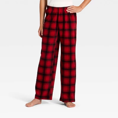Kids' Plaid Microfleece Holiday Matching Family Pajama Pants - Wondershop™ Red/Black 1 Kids' Plaid Microfleece Holiday Matching Family Pajama Pants - Wondershop™ Red/Black