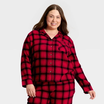 Women's Plaid Flannel Long Sleeve Shirt And Pants Holiday Matching Family Pajama Set - Wondershop™ Red/Black 2 Women's Plaid Flannel Long Sleeve Shirt And Pants Holiday Matching Family Pajama Set - Wondershop™ Red/Black - Image 2