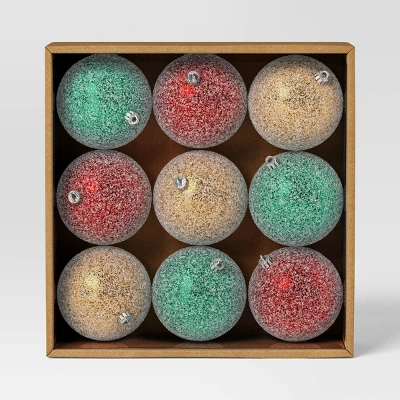 9ct 100mm Christmas Ornament Set Iced Green/Champagne/Red - Wondershop™ 2 9ct 100mm Christmas Ornament Set Iced Green/Champagne/Red - Wondershop™ - Image 2