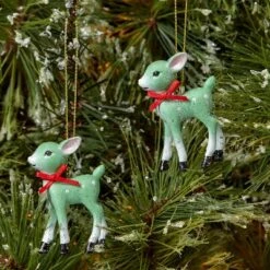 2ct Retro Small Deer Christmas Tree Ornament Set - Wondershop™