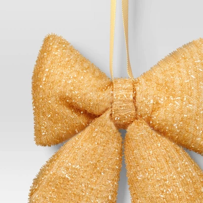 6.5" Christmas Tinsel Bow Ornament Gold - Wondershop™ 2 6.5" Christmas Tinsel Bow Ornament Gold - Wondershop™ - Image 2