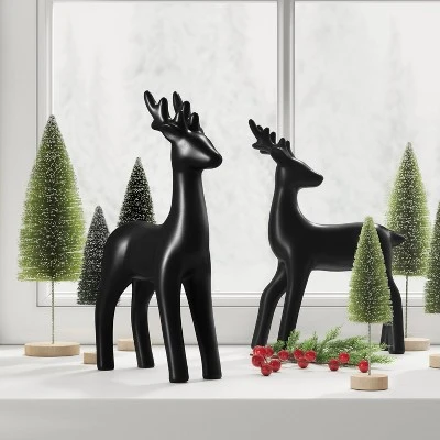 Ceramic Walking Deer Christmas Animal Figurine - Wondershop™ Black: Indoor Holiday Decor, 9.75" Tall 1 Ceramic Walking Deer Christmas Animal Figurine - Wondershop™ Black: Indoor Holiday Decor, 9.75" Tall