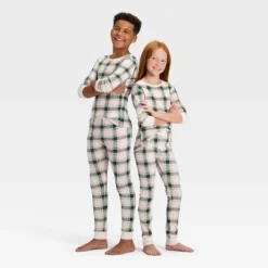 Kids' Plaid Ribbed Long Sleeve Shirt And Pants Holiday Matching Family Pajama Set - Wondershop™ Cream -Christmas Sale Store GUEST 9c03cf33 a07b 4cc8 93d1 0774ce210ed8