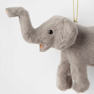 Faux Fur Elephant Christmas Tree Ornament Gray - Wondershop™ 2 Faux Fur Elephant Christmas Tree Ornament Gray - Wondershop™ - Image 2
