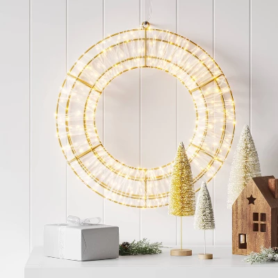 LED High Density Champagne Metal Wreath Christmas Novelty Silhouette Lights With White Color Light Bulb - Wondershop™ 1 LED High Density Champagne Metal Wreath Christmas Novelty Silhouette Lights With White Color Light Bulb - Wondershop™