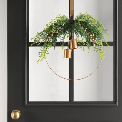 Christmas Hoop Wreath With Gold Bells - Wondershop™ 1 Christmas Hoop Wreath With Gold Bells - Wondershop™