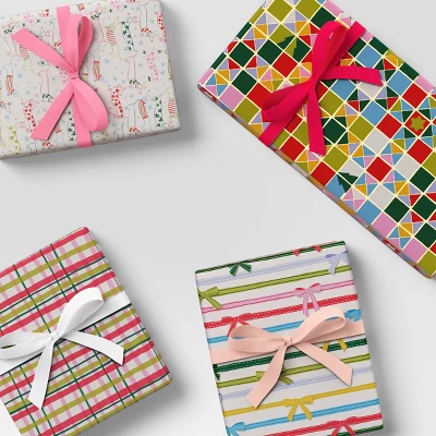 4 Pk Christmas Velvet Ribbon Pink/White Luxe - Wondershop™ 1 4 Pk Christmas Velvet Ribbon Pink/White Luxe - Wondershop™