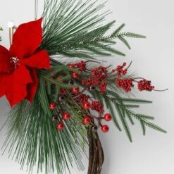 22" Christmas Unlit Asymmetrical Red Poinsettia Wreath - Wondershop™ -Christmas Sale Store GUEST a9446493 6884 4d05 a331 bb104997dbd8